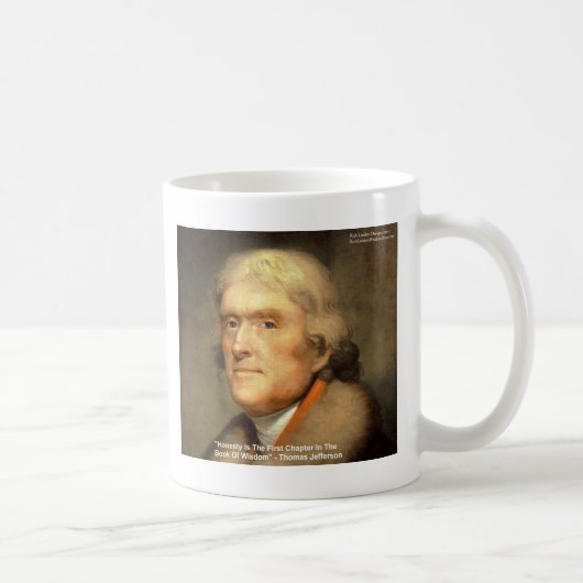Thomas Jefferson "Eerlijkheid" Wisdom Quote Gifts Koffiemok (Rechts)