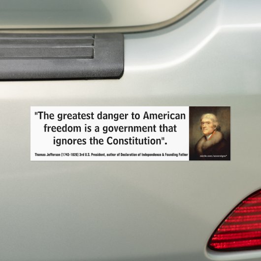 THOMAS JEFFERSON grootste bedreiging voor de vrijh Bumpersticker (Op auto)