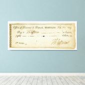 Thomas Jefferson Handtekening op bankcheque 1809 Canvas Afdruk (Insitu (Houten vloer))