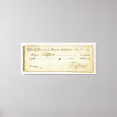 Thomas Jefferson Handtekening op bankcheque 1809 Canvas Afdruk (Voorkant)
