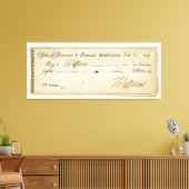 Thomas Jefferson Handtekening op bankcheque 1809 Canvas Afdruk (Insitu (Woonkamer))