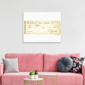 Thomas Jefferson Handtekening op bankcheque 1809 Canvas Afdruk (Insitu (Woonkamer))