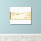 Thomas Jefferson Handtekening op bankcheque 1809 Canvas Afdruk (Insitu (Houten vloer))