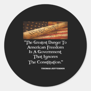 Thomas Jefferson het grootste gevaar voor de vrijh Ronde Sticker
