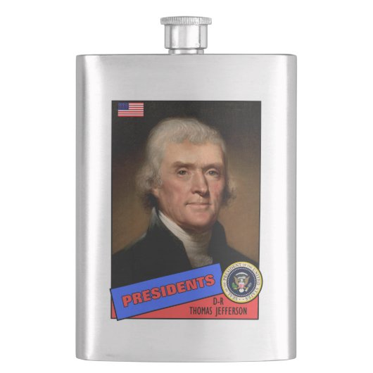 Thomas Jefferson-honkaarten Heupfles (Voorkant)