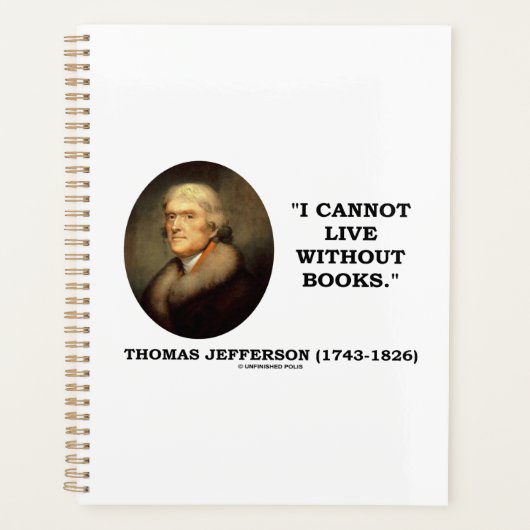 Thomas Jefferson ik kan niet leven zonder het boek Planner (Voorkant)