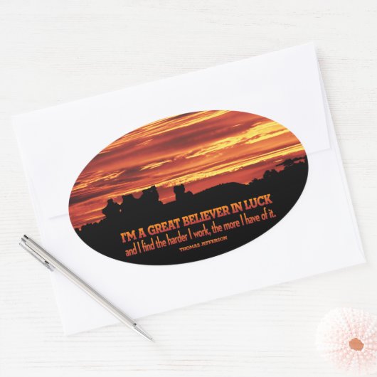 Thomas Jefferson Inspirerend citaat "Geluk" Ovale Sticker (Envelop)