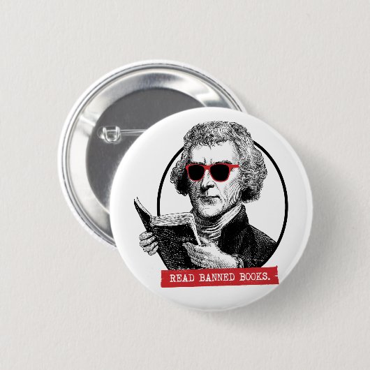 Thomas Jefferson leest verboden boeken Ronde Button 5,7 Cm (Voorkant /achterkant)