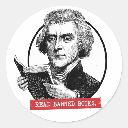 Thomas Jefferson leest verboden boeken Ronde Sticker (Voorkant)