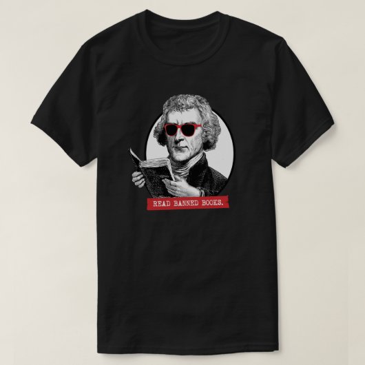 Thomas Jefferson leest verboden boeken T-shirt (Design voorkant)