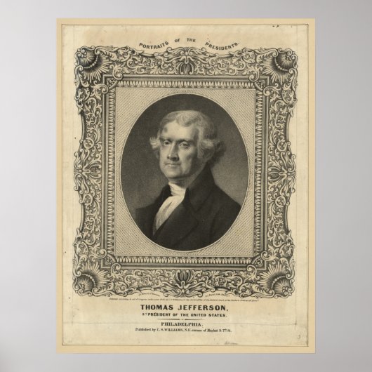 THOMAS JEFFERSON Lithograaf Poster (Voorkant)