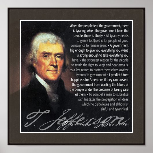 Thomas Jefferson - meerdere citaten Poster (Voorkant)