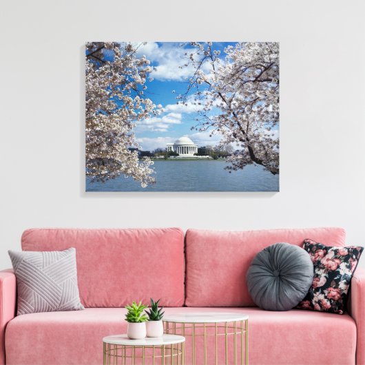 Thomas Jefferson Memorial met Cherry Blossom Canvas Afdruk (Insitu (Woonkamer))