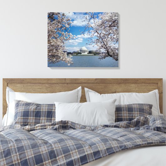 Thomas Jefferson Memorial met Cherry Blossom Canvas Afdruk (Insitu (Slaapkamer))