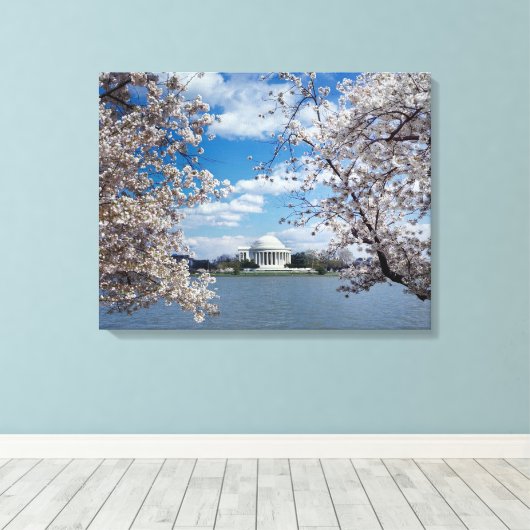 Thomas Jefferson Memorial met Cherry Blossom Canvas Afdruk (Insitu (Houten vloer))