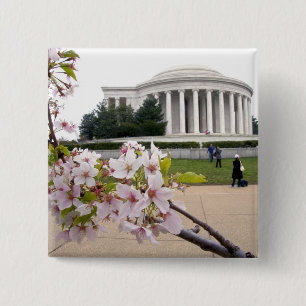 Thomas Jefferson Memorial met kersenbloesem Vierkante Button 5,1 Cm