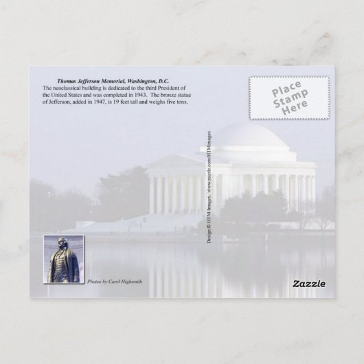 Thomas Jefferson Memorial, Washington, D.C. Briefkaart (Achterkant)