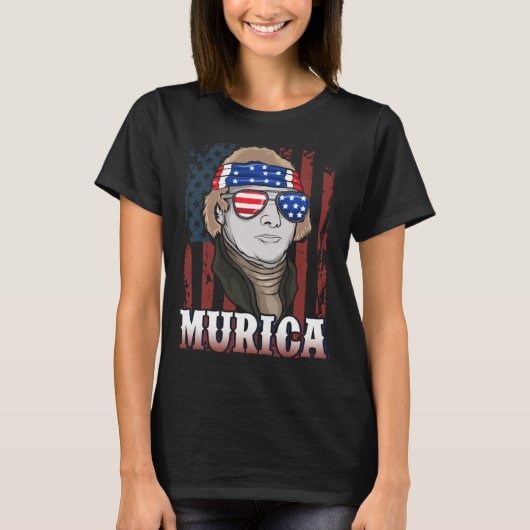 Thomas Jefferson Murica Amerikaans Patriottisme 4e T-shirt (Voorkant)