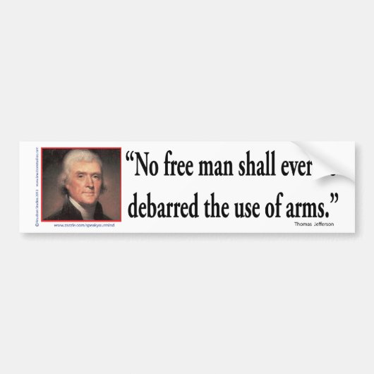 Thomas Jefferson over de rechten van de Pistool Bumpersticker (Voorkant)