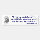 Thomas Jefferson over de Tyranny-bumpersticker Bumpersticker (Voorkant)