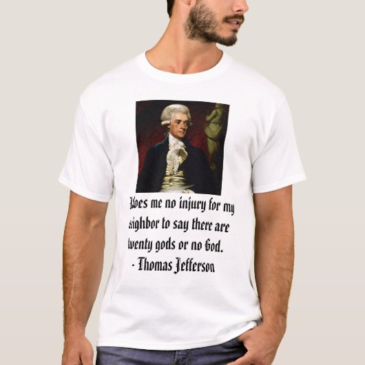 Thomas Jefferson over de vrijheid van godsdienst T-shirt (Voorkant)