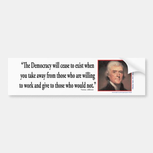Thomas Jefferson over democratie Bumpersticker (Voorkant)
