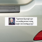 Thomas Jefferson over een grote regering Bumpersticker (Op auto)