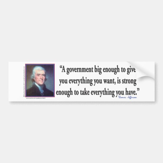 Thomas Jefferson over een grote regering Bumpersticker (Voorkant)