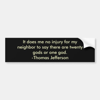 Thomas Jefferson over religieuze verdraagzaamheid Bumpersticker