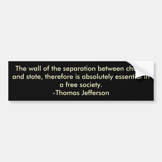 Thomas Jefferson over scheiding van kerk en staat Bumpersticker (Voorkant)