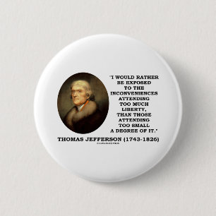 Thomas Jefferson overkomt te veel vrijheid Ronde Button 5,7 Cm