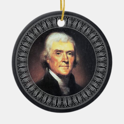 Thomas Jefferson Portrait en Quote - dubbelzijdig Keramisch Ornament (Voorkant)