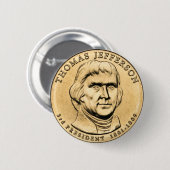 Thomas Jefferson Presidential $1 Coin Button (Voorkant /achterkant)