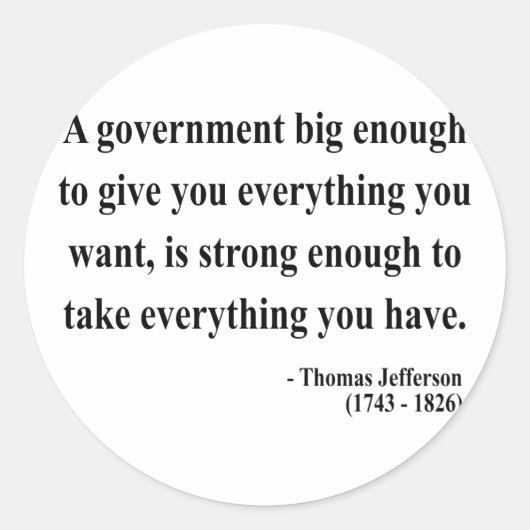 Thomas Jefferson Quote 1a Ronde Sticker (Voorkant)