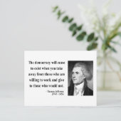 Thomas Jefferson Quote 3b Briefkaart (Staand voorkant)