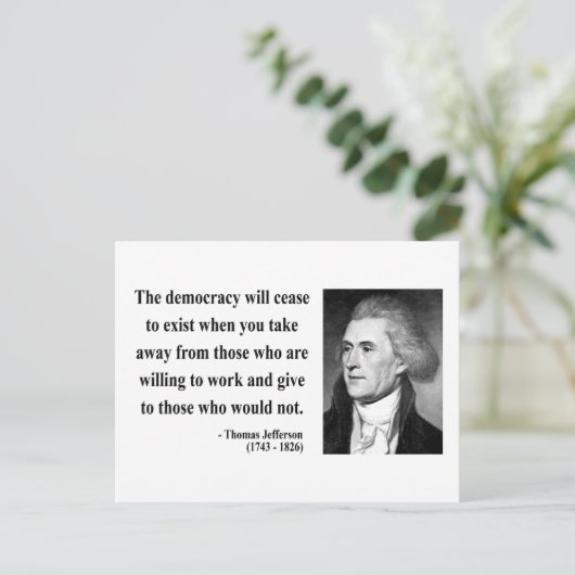 Thomas Jefferson Quote 3b Briefkaart (Staand voorkant)