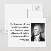 Thomas Jefferson Quote 3b Briefkaart (Voorkant / Achterkant)