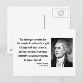 Thomas Jefferson Quote 6b Briefkaart (Voorkant / Achterkant)