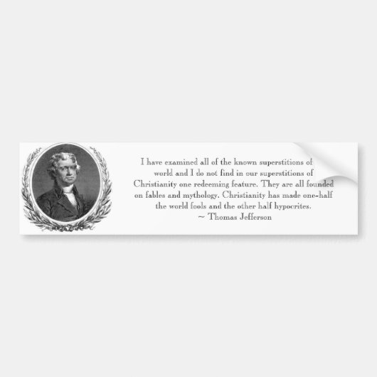 Thomas Jefferson Quote Bumpersticker (Voorkant)