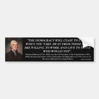THOMAS JEFFERSON QUOTE BUMPERSTICKER