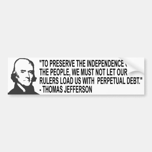 Thomas Jefferson Quote Bumpersticker (Voorkant)