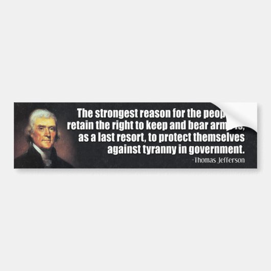 Thomas Jefferson Quote Bumpersticker (Voorkant)