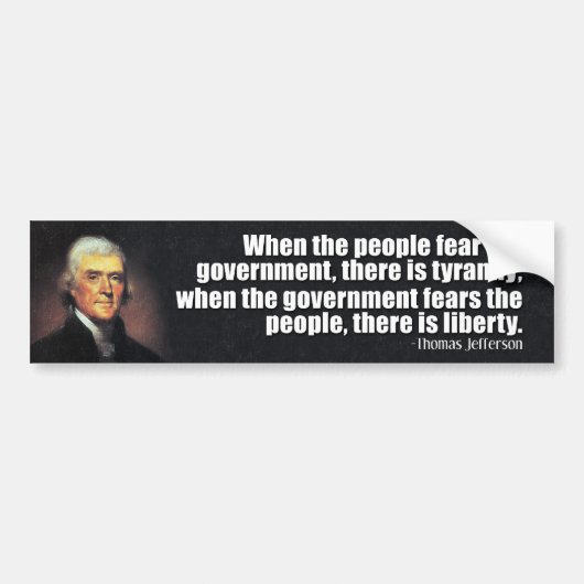 Thomas Jefferson Quote Bumpersticker (Voorkant)