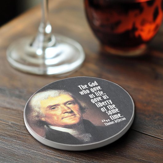 Thomas Jefferson Quote over God en Vrijheid Zandsteen Onderzetter