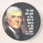 Thomas Jefferson Quote over God en Vrijheid Zandsteen Onderzetter (Voorkant)