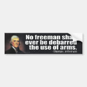 Thomas Jefferson Quote over het tweede amendement Bumpersticker (Voorkant)