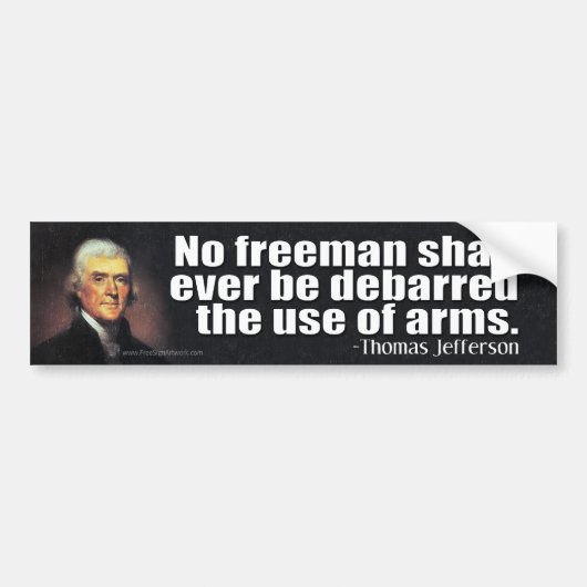 Thomas Jefferson Quote over het tweede amendement Bumpersticker (Voorkant)
