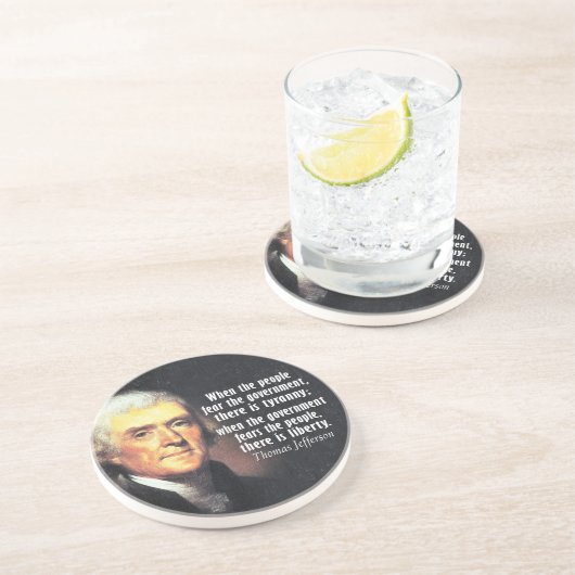 Thomas Jefferson Quote over vrijheid Zandsteen Onderzetter (Zijkant)