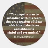 Thomas Jefferson Quote Ronde Sticker (Voorkant)