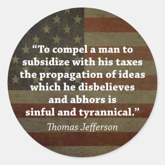 Thomas Jefferson Quote Ronde Sticker (Voorkant)